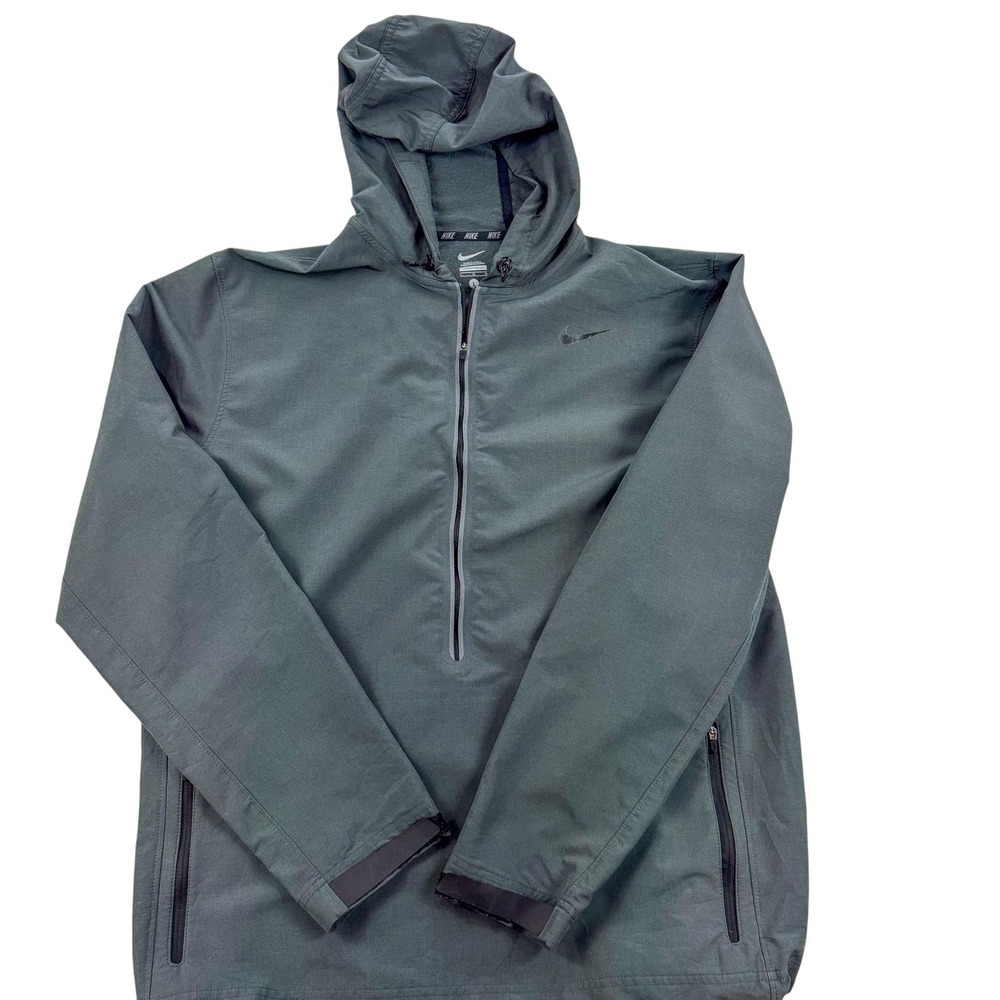 Nike‎ Jacket Mens Large Green Hooded 1/2 Zip Softshell Windbreaker 543484-032